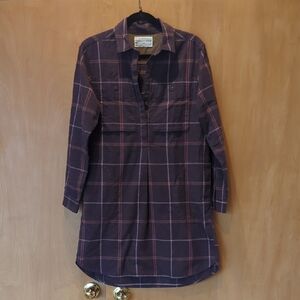 REI Purple Plaid Long Sleeve Dress
